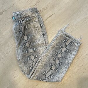 Zara Snake-Print Straight Leg Woman Premium Jeans - Gray/Black